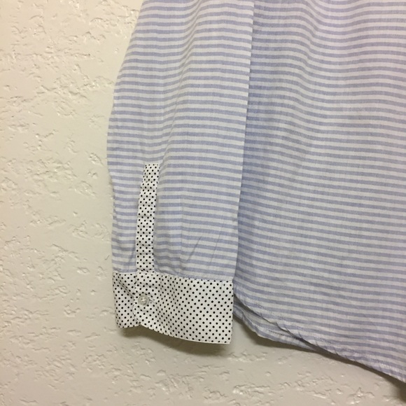 White Stuff Striped Button Down w/ Polka Dots - Picture 2 of 6
